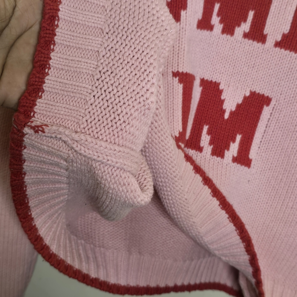 Sincerely Jules Dump Him Sweater L Pink Red Knit Cropped Preppy Girly - Picture 10 of 12